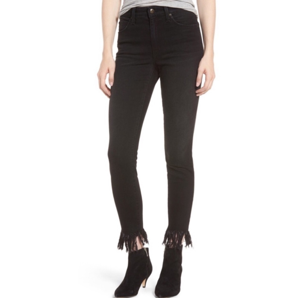 Charlie High Rise Skinny Ankle Shredded Hem Jeans